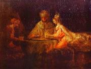 REMBRANDT Harmenszoon van Rijn Ahasuerus and Haman at the Feast of Esther Spain oil painting artist